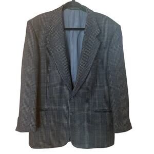 Terzo Uomo vintage dark blue brown tweed mens double‎ button sport coat SIZE 42R